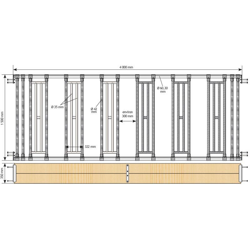 Heufütterungsabtrennung für SP Hütte mit Pultdach Erweiterung - Innentiefe 4 m : p1241523